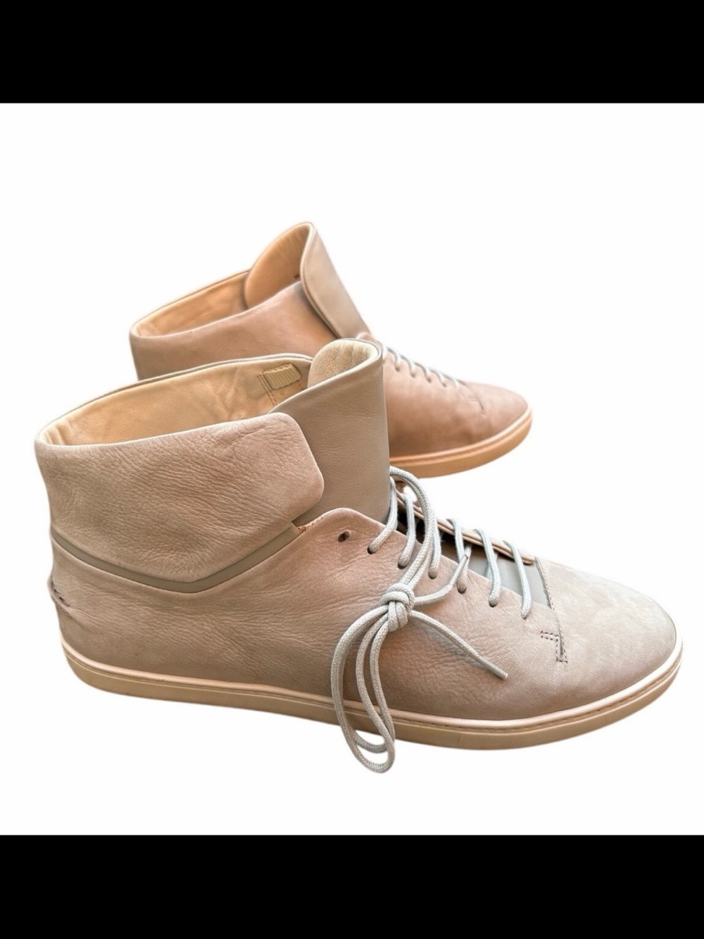 Women’s High-Top Leather Sneakers in Light Taupe